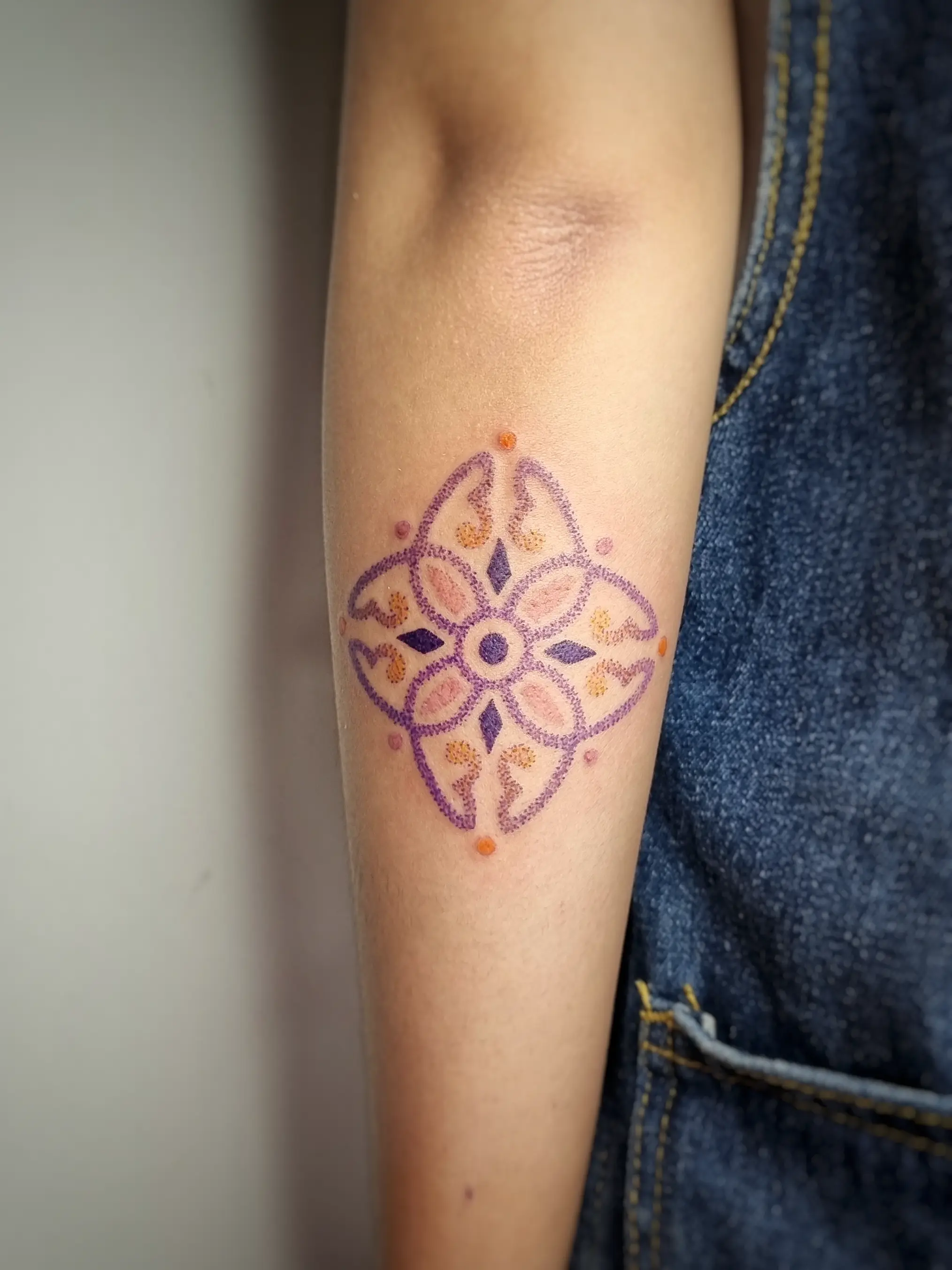 A purple mooncake with a filling of gold plum, sweet and tart.