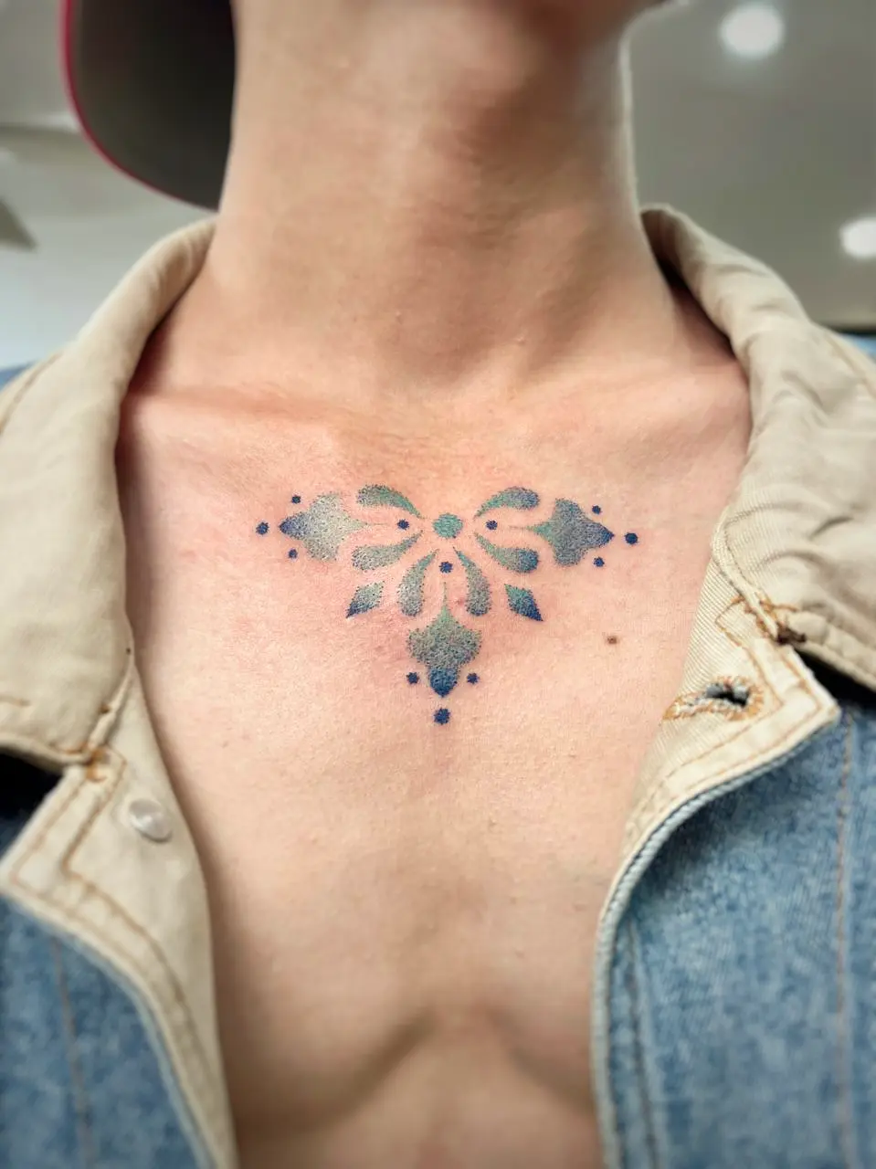 Lady Bao's first pearlescent Tattoo, inspired by the blue morpho butterfly.